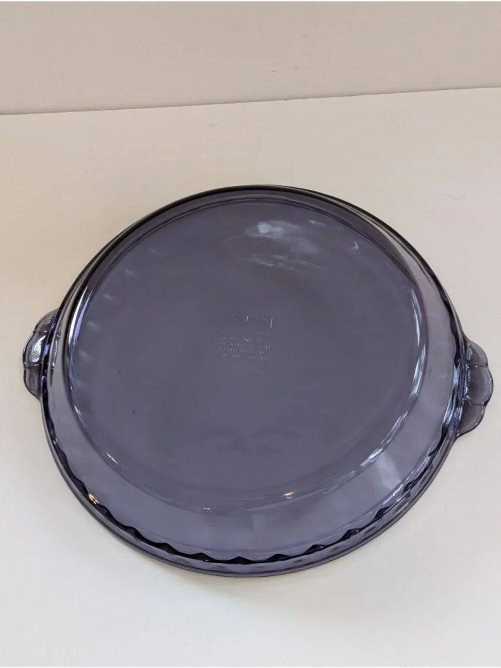 Vintage Pyrex Amethyst Purple Glass Handled Crimped Pie Plate (Model 229)